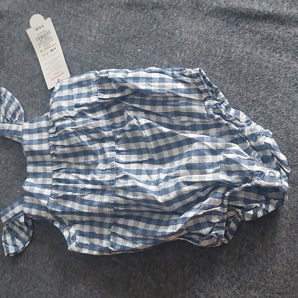 Nwt Cat & Jack‎ plaid summer romper 6-9m